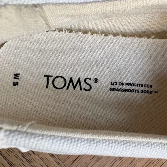 TOMS Alpargata Platform Espadrille Shoes White Canvas Rainbow Wedge Sole Size 5‎ - Picture 8 of 8